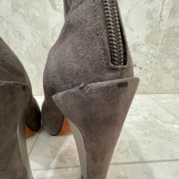 BRIAN ATWOOD {7} Booties Grey Metal Suede(?) Rear Zipper - Picture 7 of 14